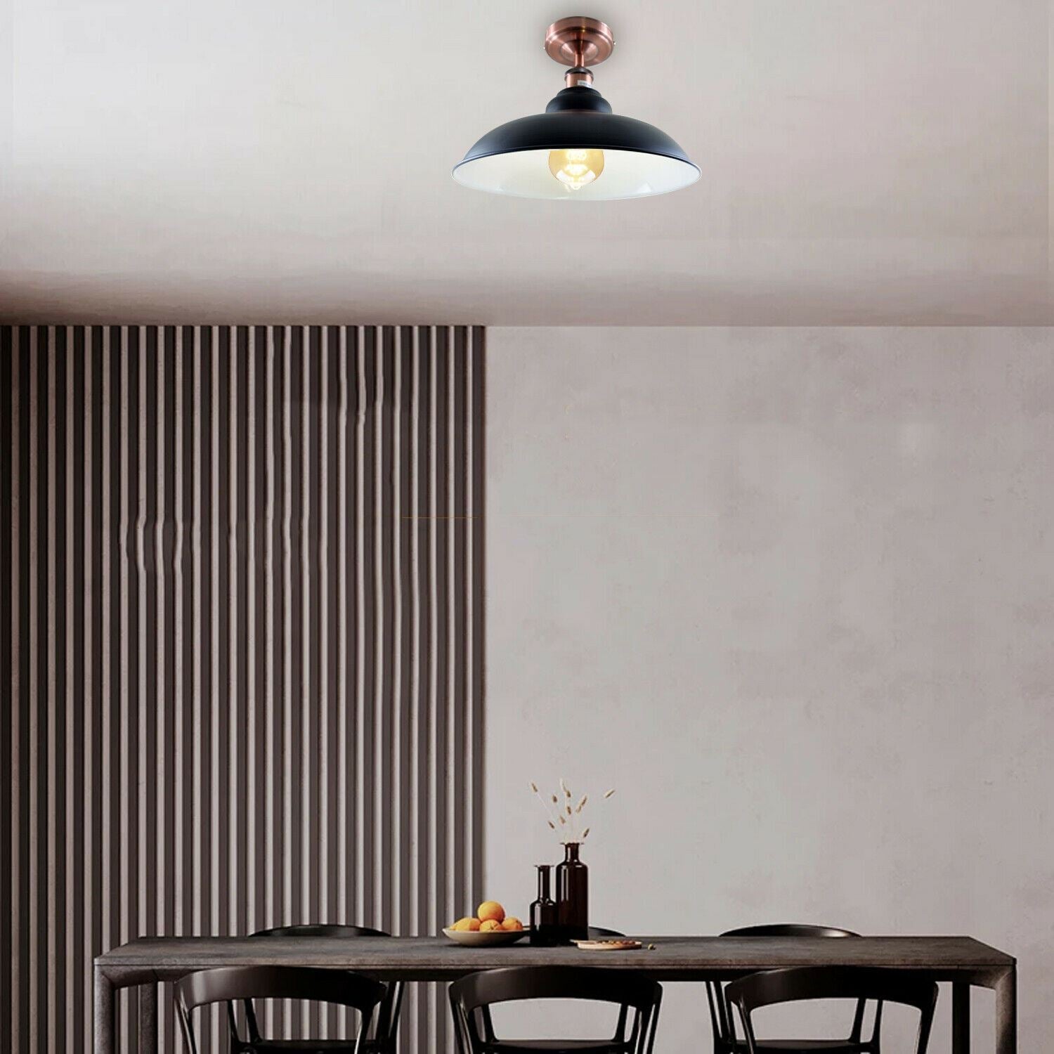 Vintage Black Metal Ceiling Light Coffee Bar Indoor Fixtures ~1218
