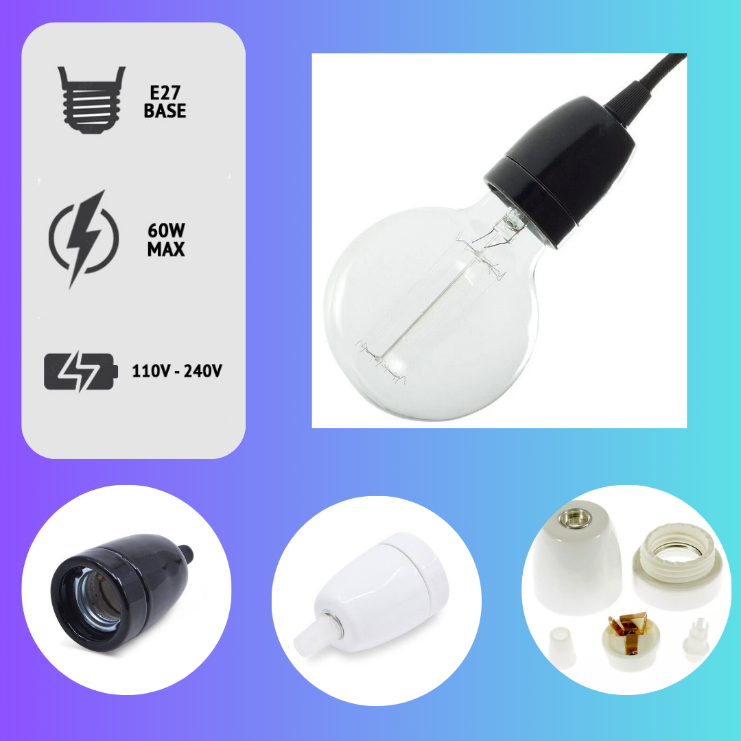 Screw E27 Light Bulb Lamp Holder Base Pendant Socket UK~3413