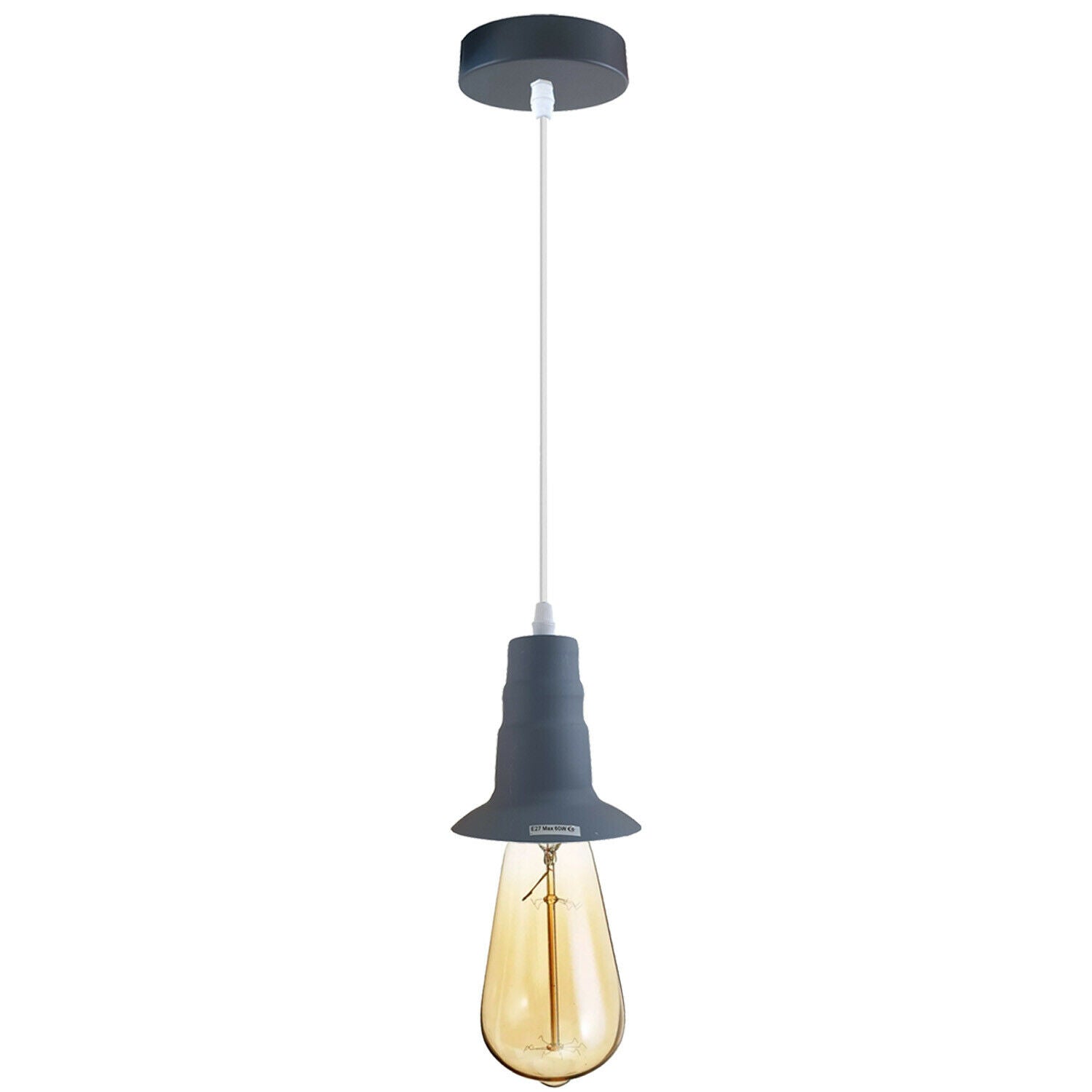 Gray Ceiling Light Fitting Industrial Pendant Lamp Bulb Holder~1680