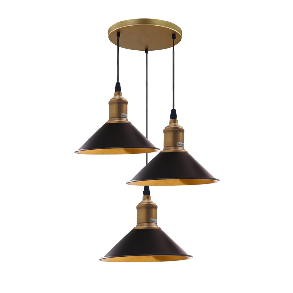 Three Outlet Black Pendant Light 3 Lights Modern Drop Hanging Light~1508