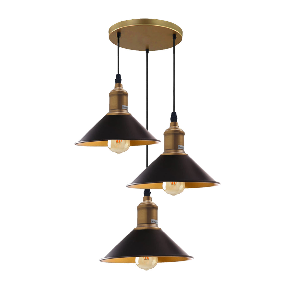 Three Outlet Black Pendant Light 3 Lights Modern Drop Hanging Light~1508
