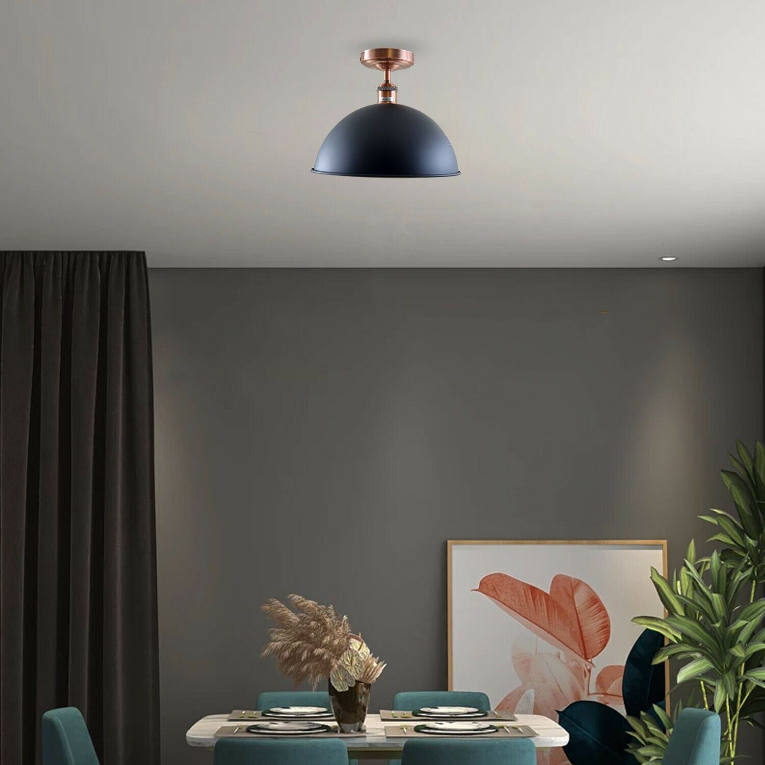 Vintage Black Metal Ceiling Light Coffee Bar Indoor Fixtures ~1218