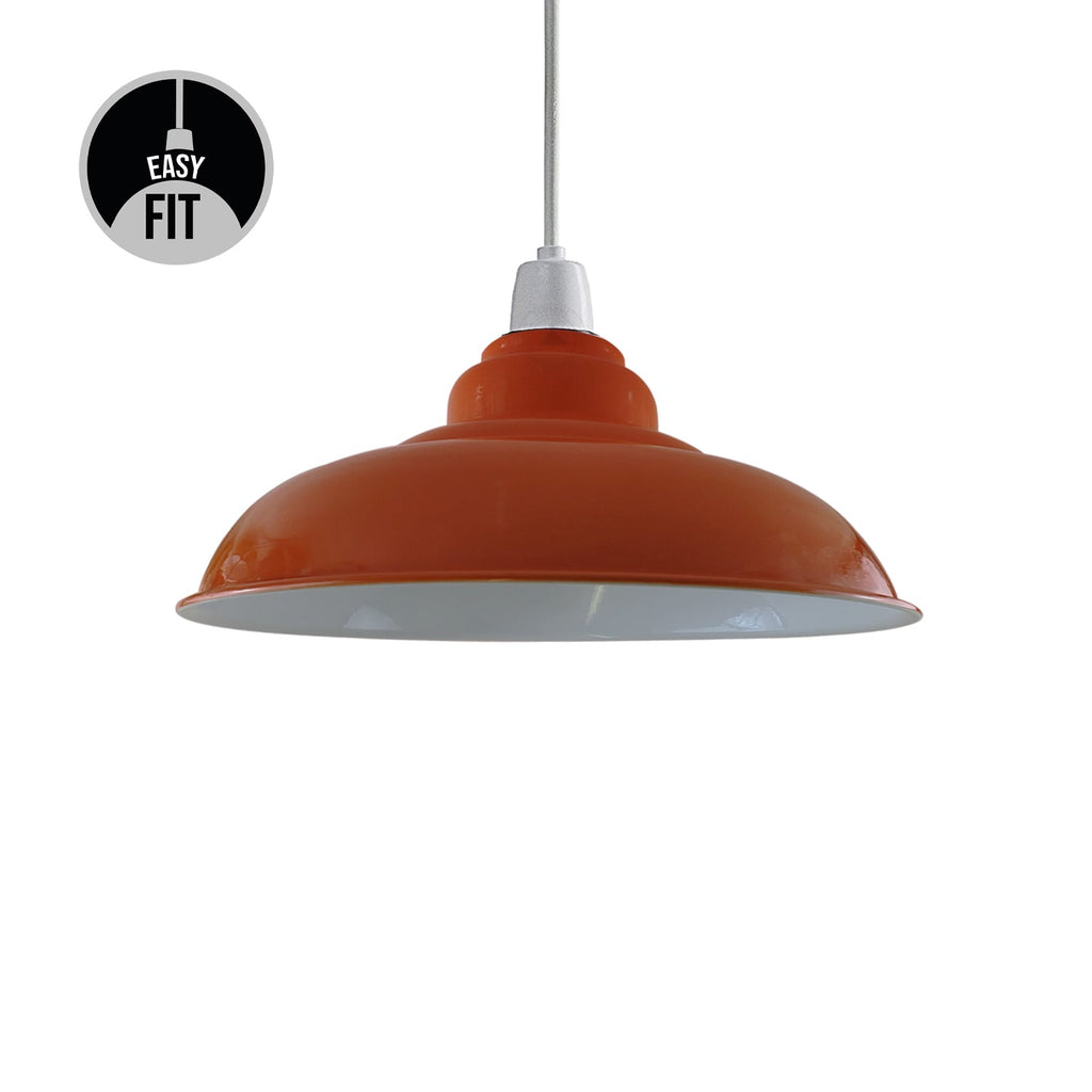 Vintage Gloss Orange Metal Light Shades – Easy Fit Retro Ceiling Pendant Lampshade~1088