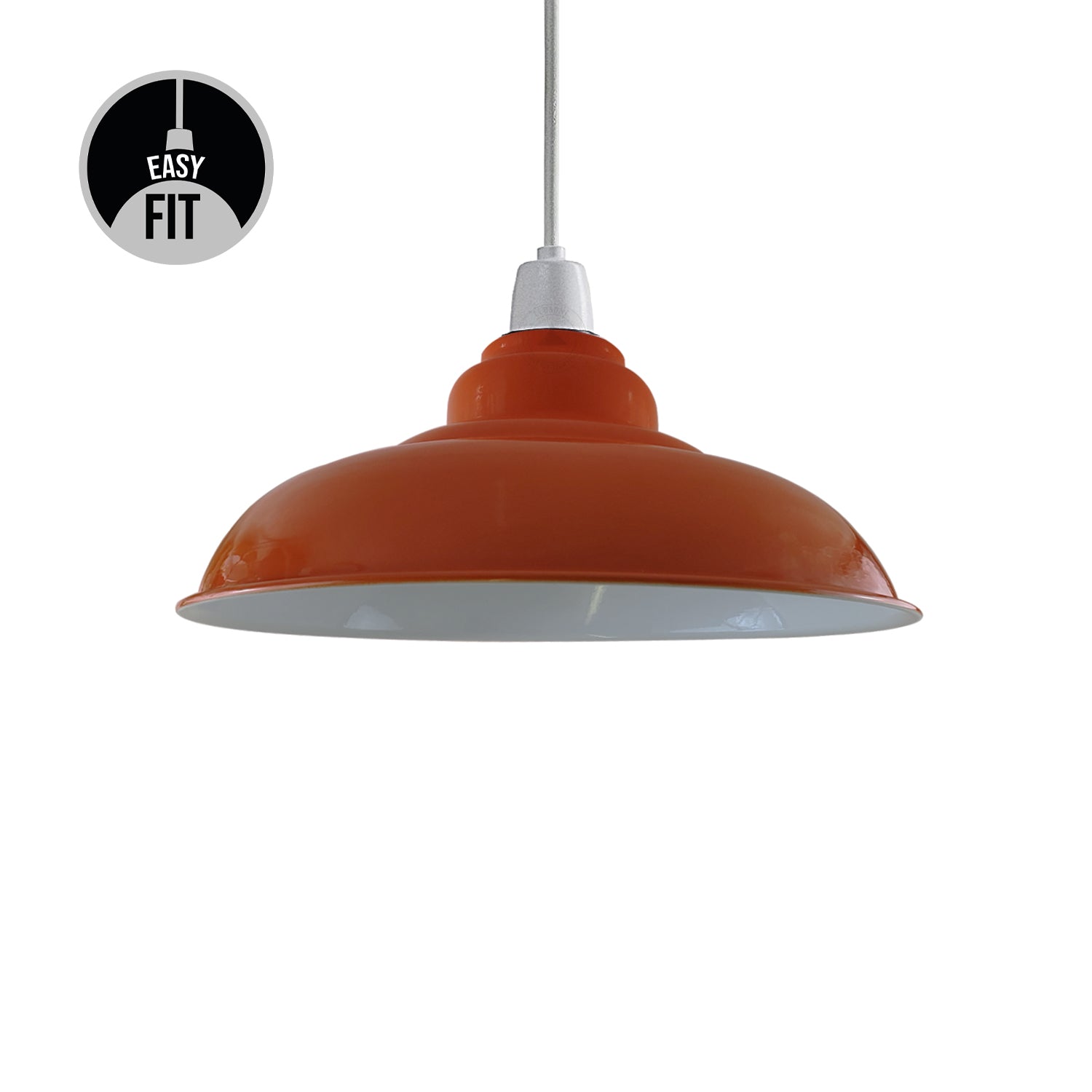Vintage Gloss Orange Metal Light Shades – Easy Fit Retro Ceiling Pendant Lampshade~1088